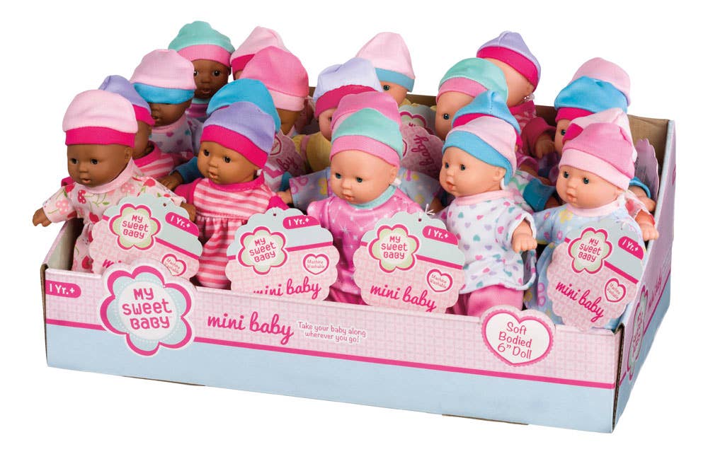Toysmith - My Sweet Baby 6" Mini Babies-Asst Skin Tones Dolls